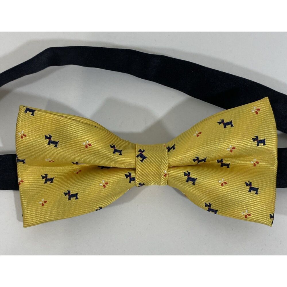 Mens Adjustable Vintage Bowtie Yellow‎ Scottie Dog Terrior